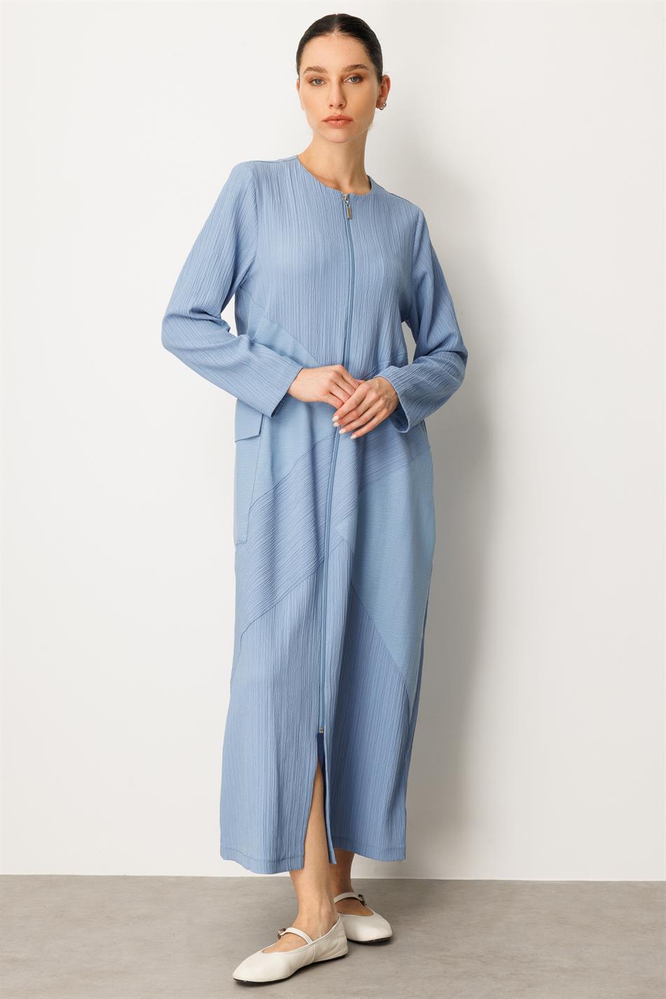 X Design Maßgeschneiderte, gewebte, zeitlose Abaya in voller Länge - Indigo