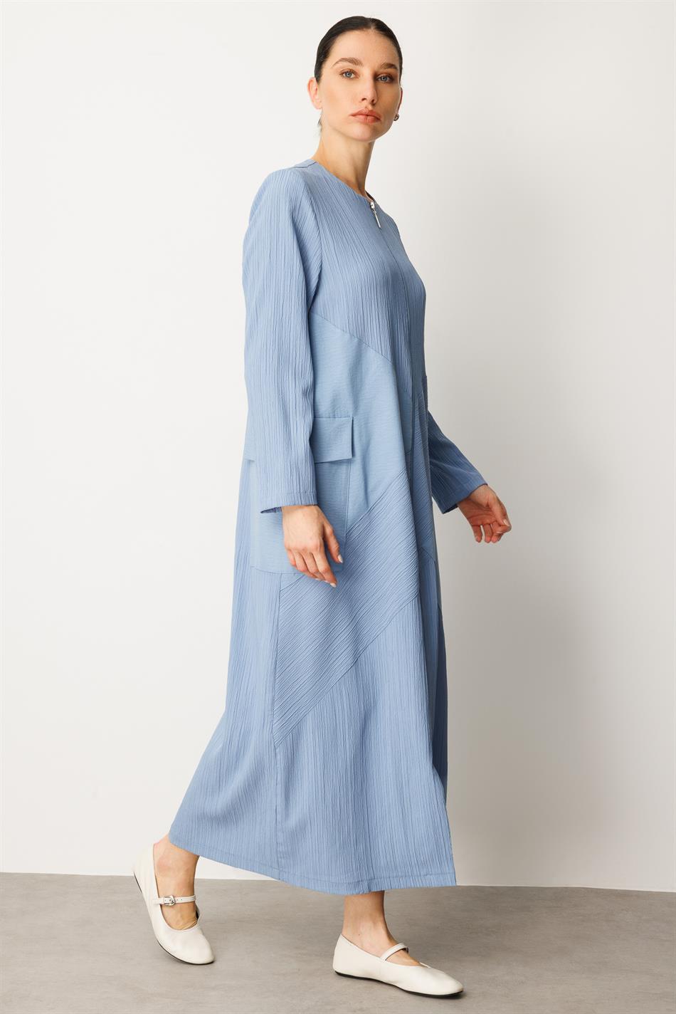 X Design Maßgeschneiderte, gewebte, zeitlose Abaya in voller Länge - Indigo
