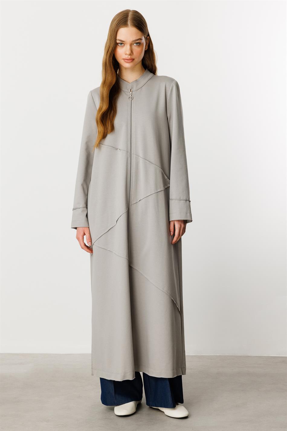 XZ gebreide sportjas/abaya van katoenmix - Grijs