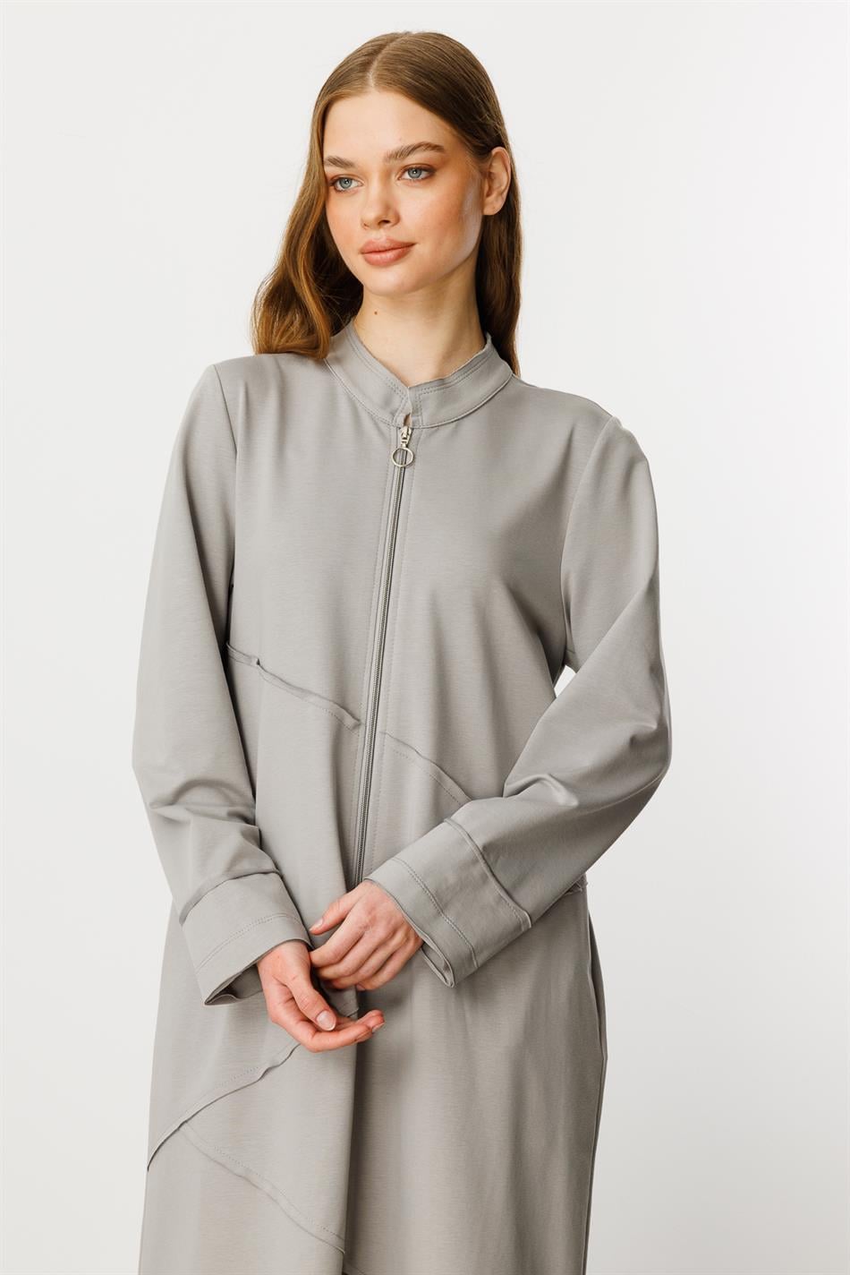 XZ gebreide sportjas/abaya van katoenmix - Grijs