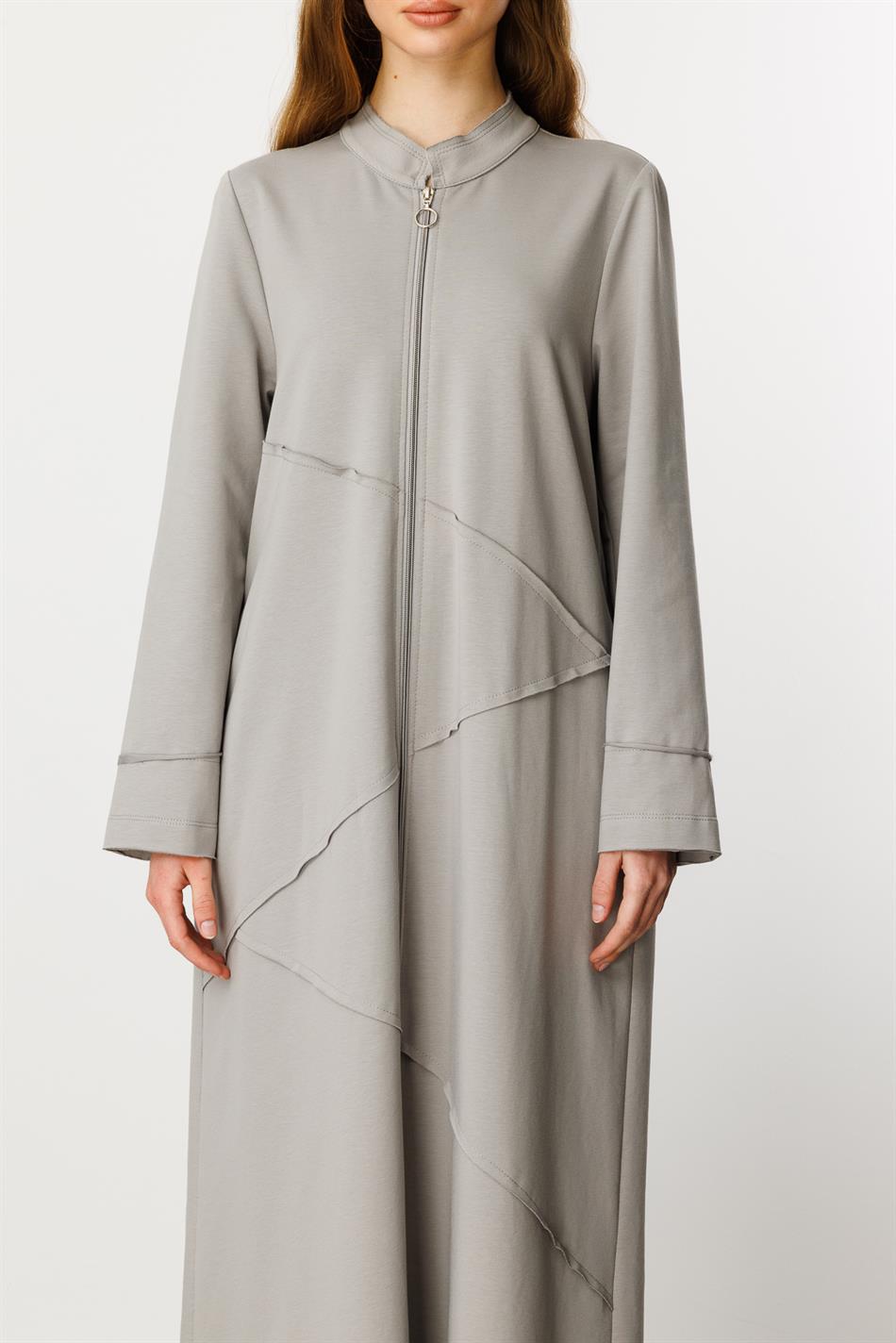 XZ gebreide sportjas/abaya van katoenmix - Grijs