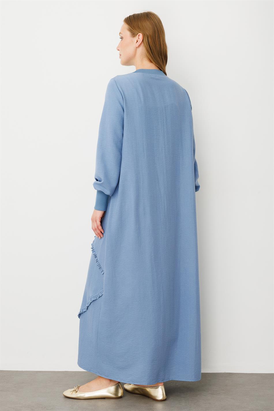 Structuur en een zachte weefsel ipekce ribanali speciale jurk in schitterend detail-Blauw