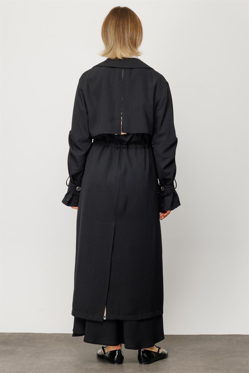 Zamansız Trench Kap-Siyah