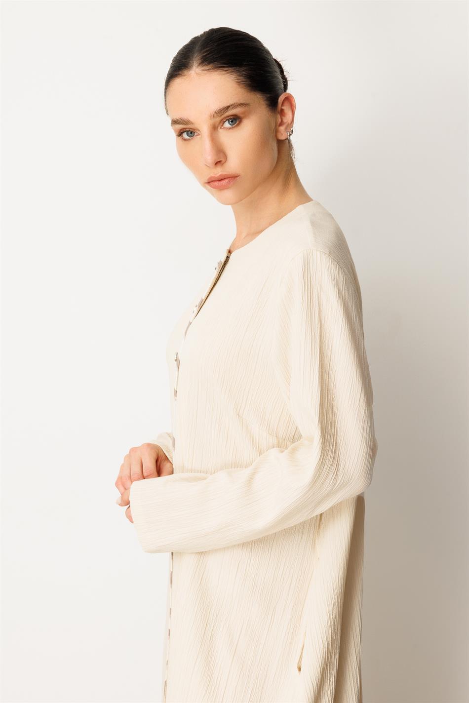 Jas - Abaya - Beige, geweven stof met zebraprint