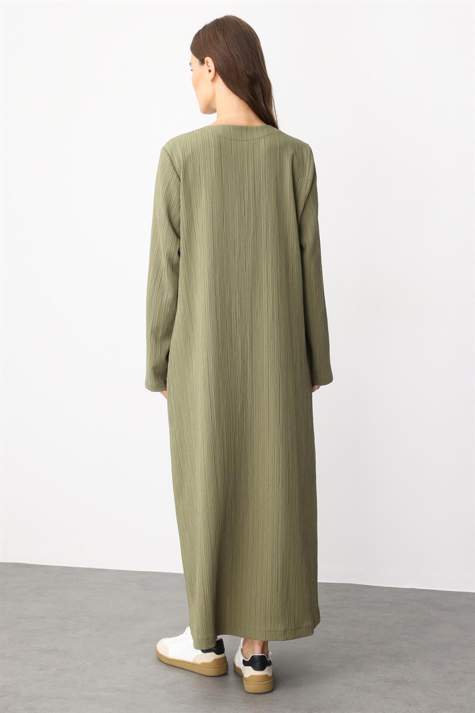 Mantel aus speziellem Webstoff mit Zebramuster - Abaya - Khaki