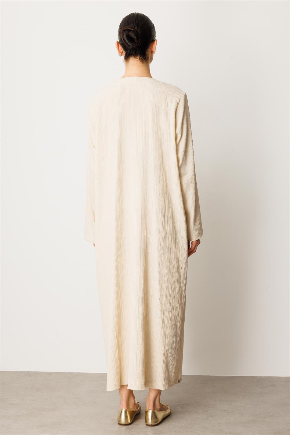 Jas - Abaya - Beige, geweven stof met zebraprint