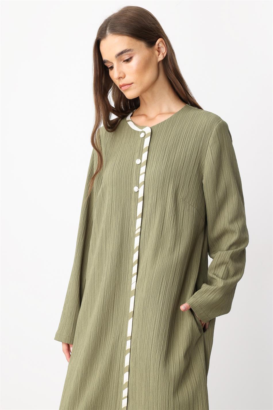Mantel aus speziellem Webstoff mit Zebramuster - Abaya - Khaki
