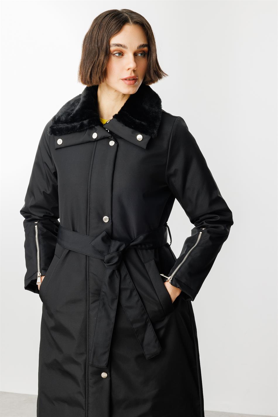 Zippy Timeless Sporty Padded Coat with Trim - Black