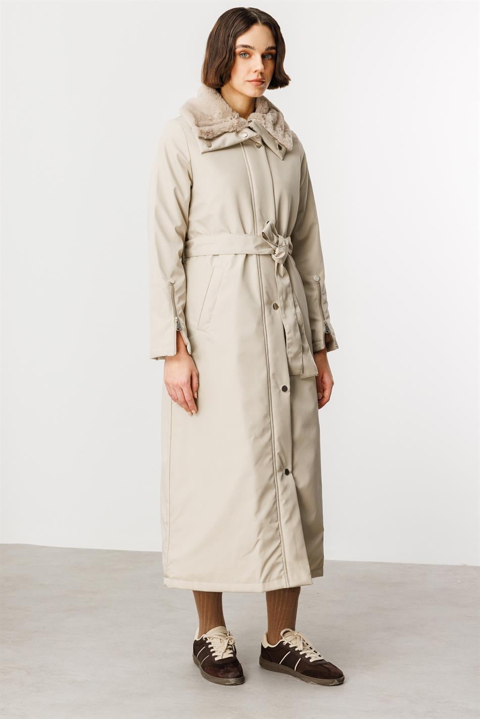 Zippy Timeless Sporty Padded Coat/Jacket with Trim - Stone