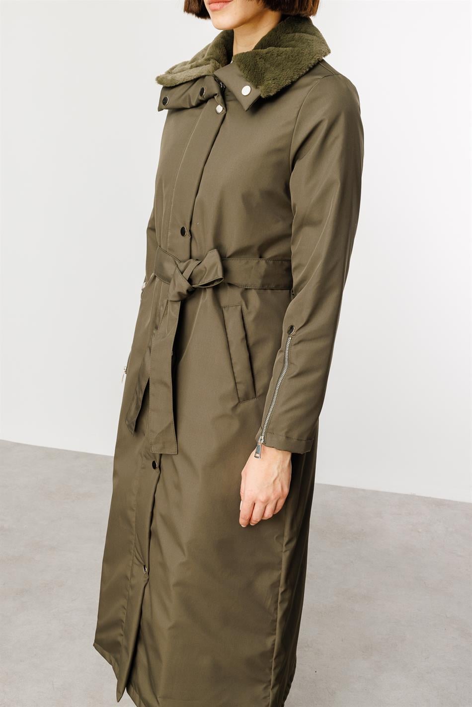 Zippy Timeless Sporty Padded Coat with Trim - Khaki