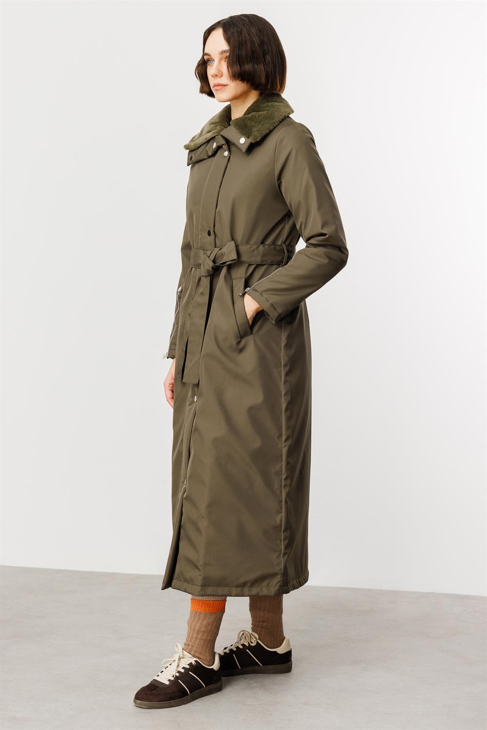 Zippy Timeless Sporty Padded Coat with Trim - Khaki