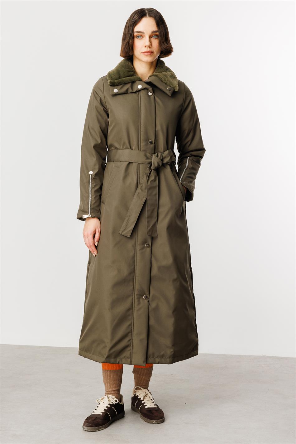 Zippy Timeless Sporty Padded Coat with Trim - Khaki