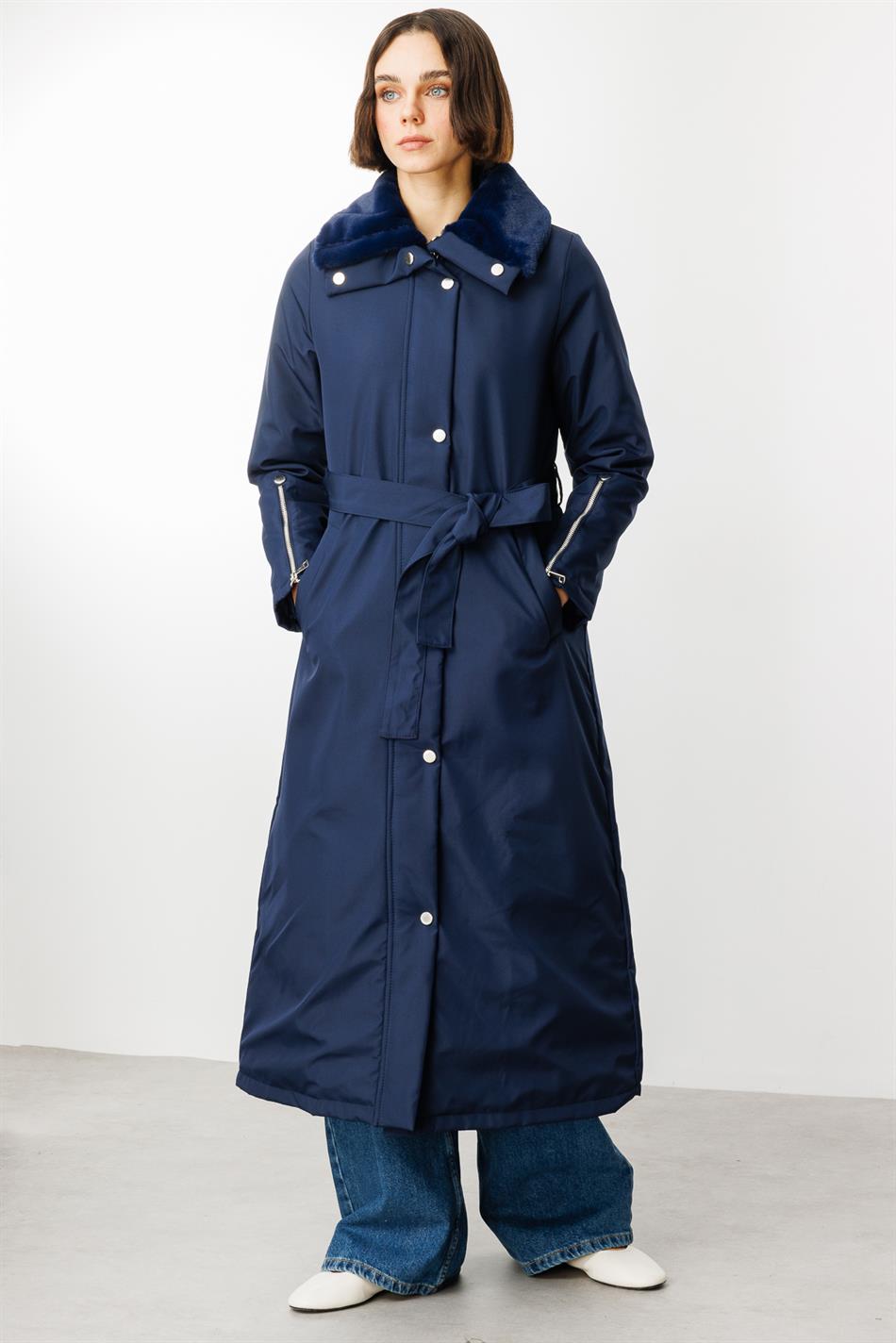 Zippy Timeless Sporty Padded Coat with Trim - Navy
