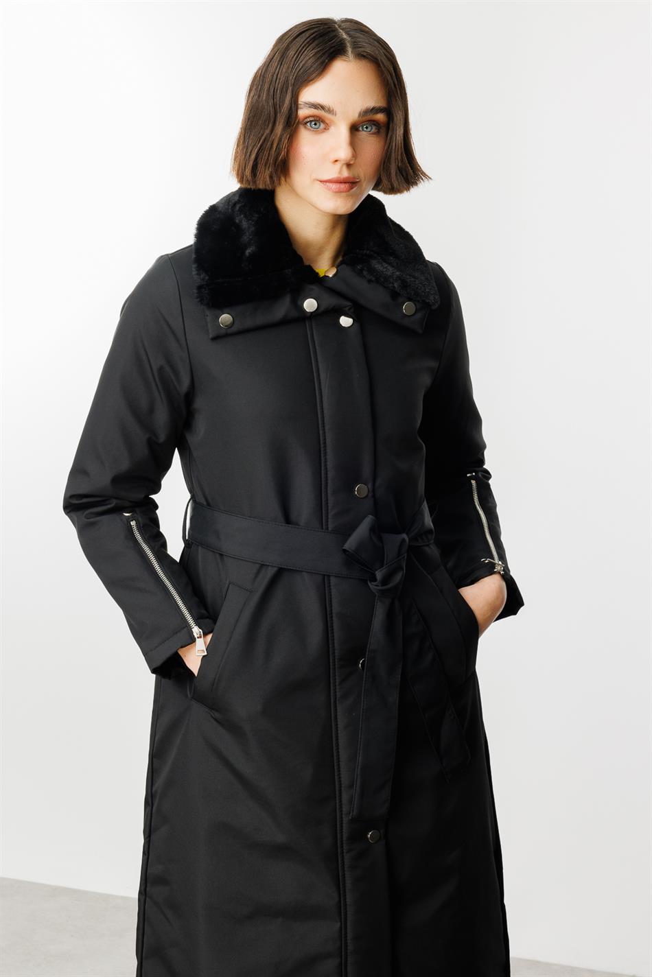 Zippy Timeless Sporty Padded Coat with Trim - Black