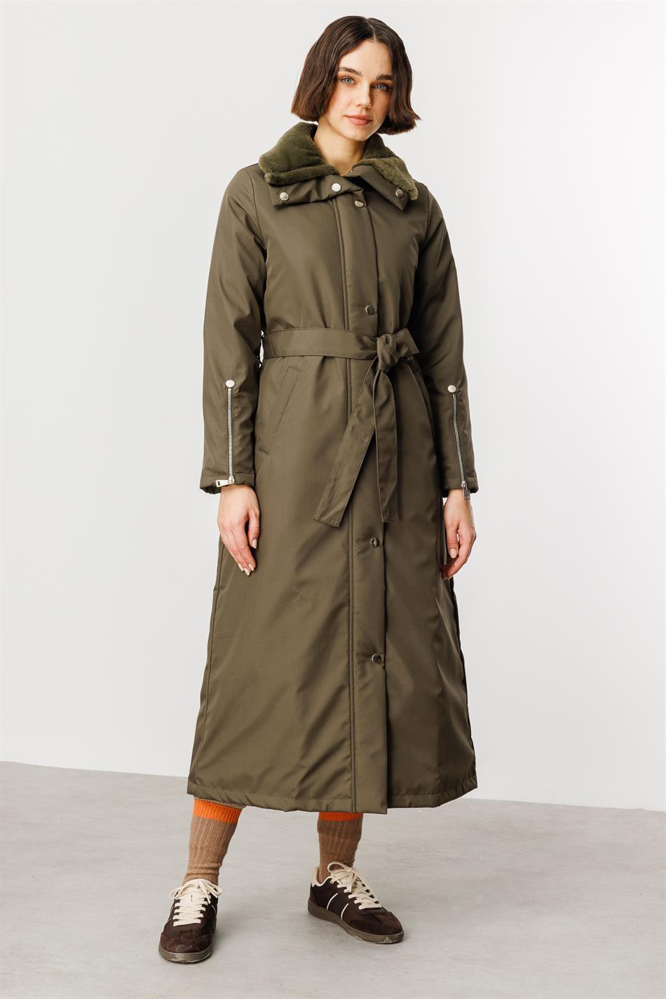 Zippy Timeless Sporty Padded Coat with Trim - Khaki