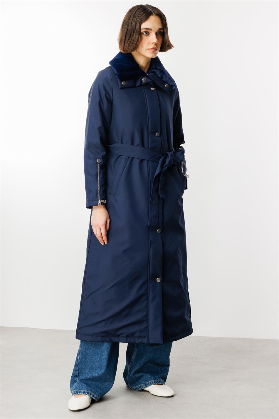 Zippy Timeless Sporty Padded Coat with Trim - Navy