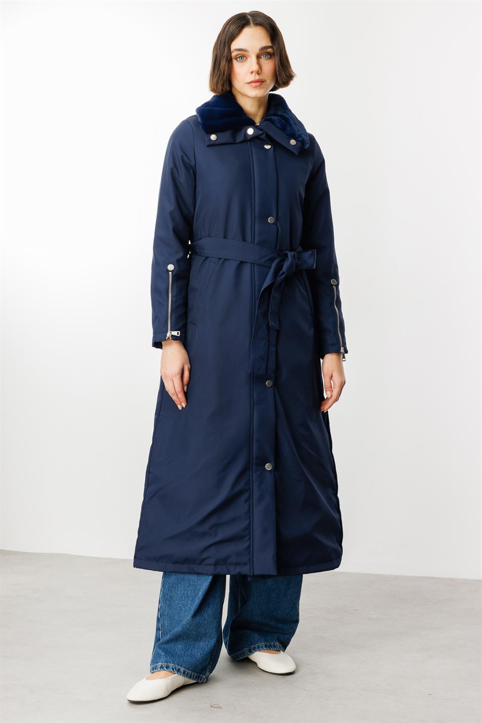 Zippy Timeless Sporty Padded Coat with Trim - Navy
