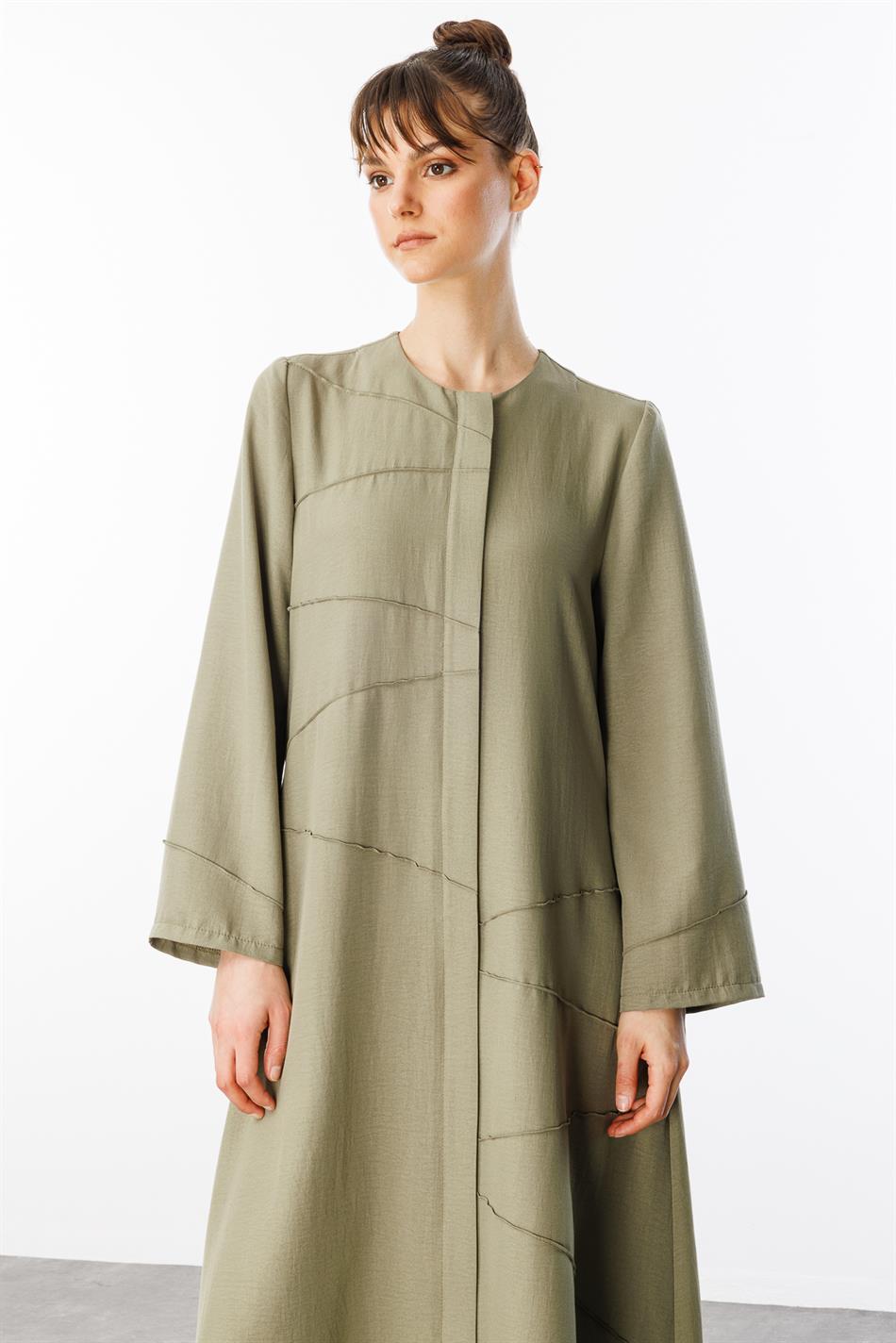 ZV Nervur Aller Stitch Detail Zijdeachtige textuur Tijdloze sportjas/hoes - Khaki