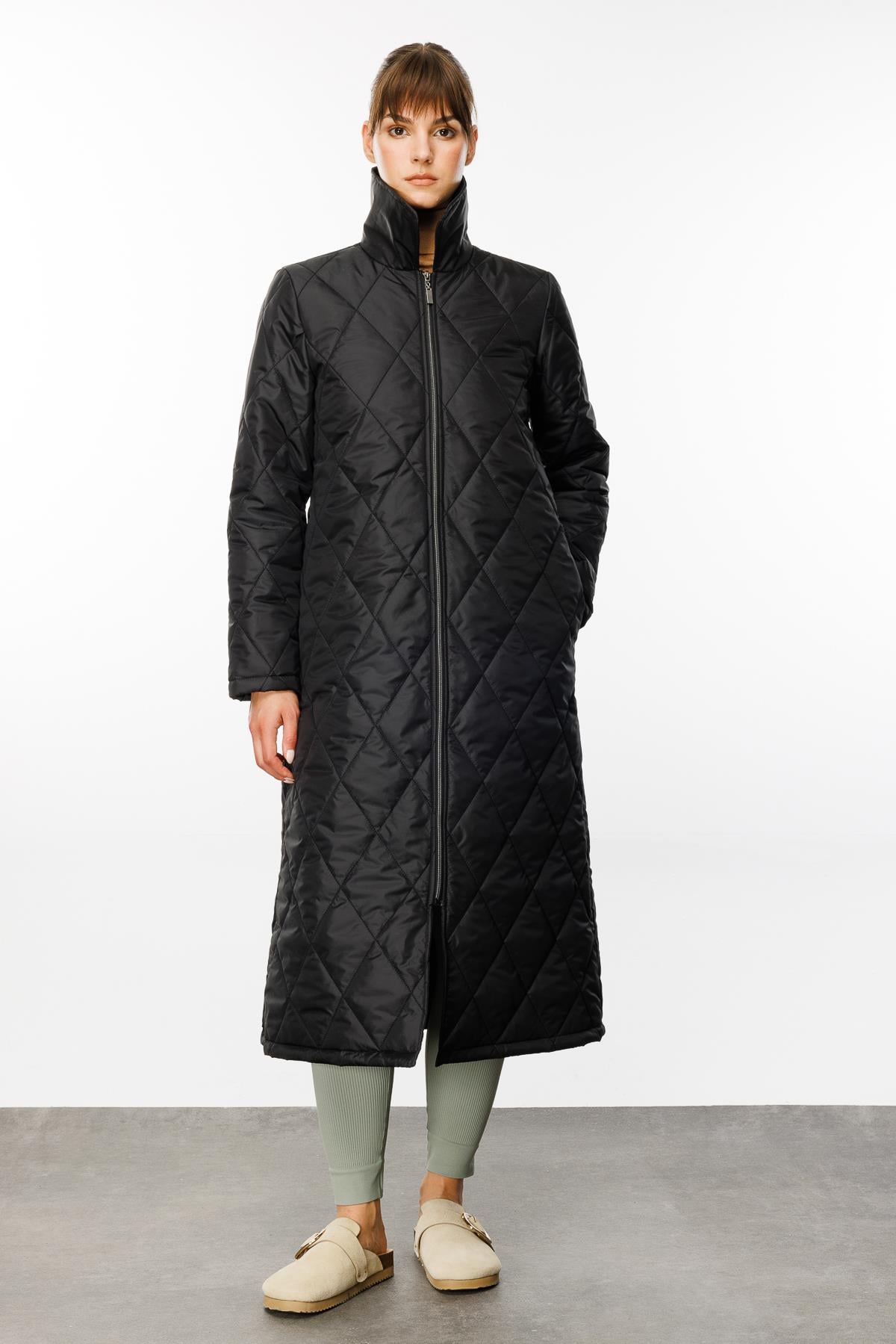 Paris Hafif Elyaf Yalıtımlı Baharlık Trençkot Kap Kaban-Siyah