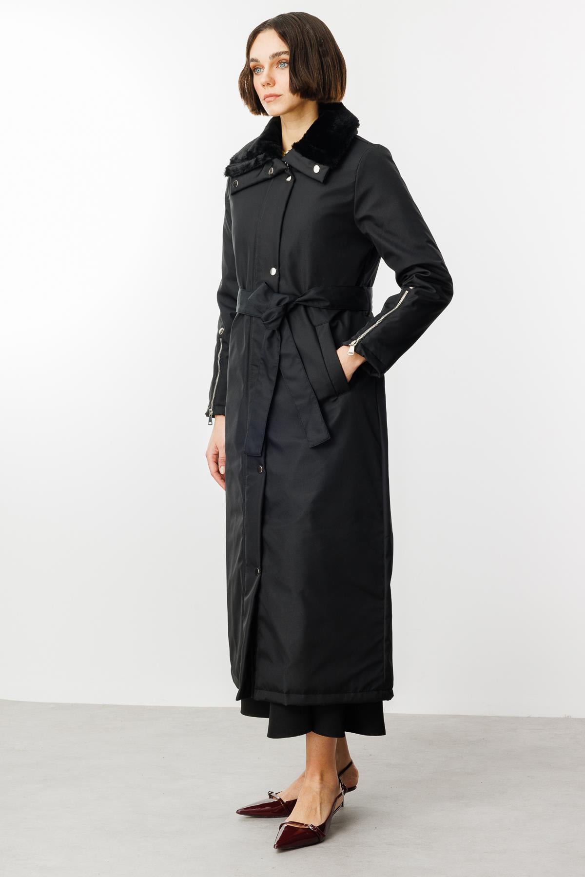 Zippy Zamansız Spor Garnili Dolgulu Kaban Manto-Siyah 242800M