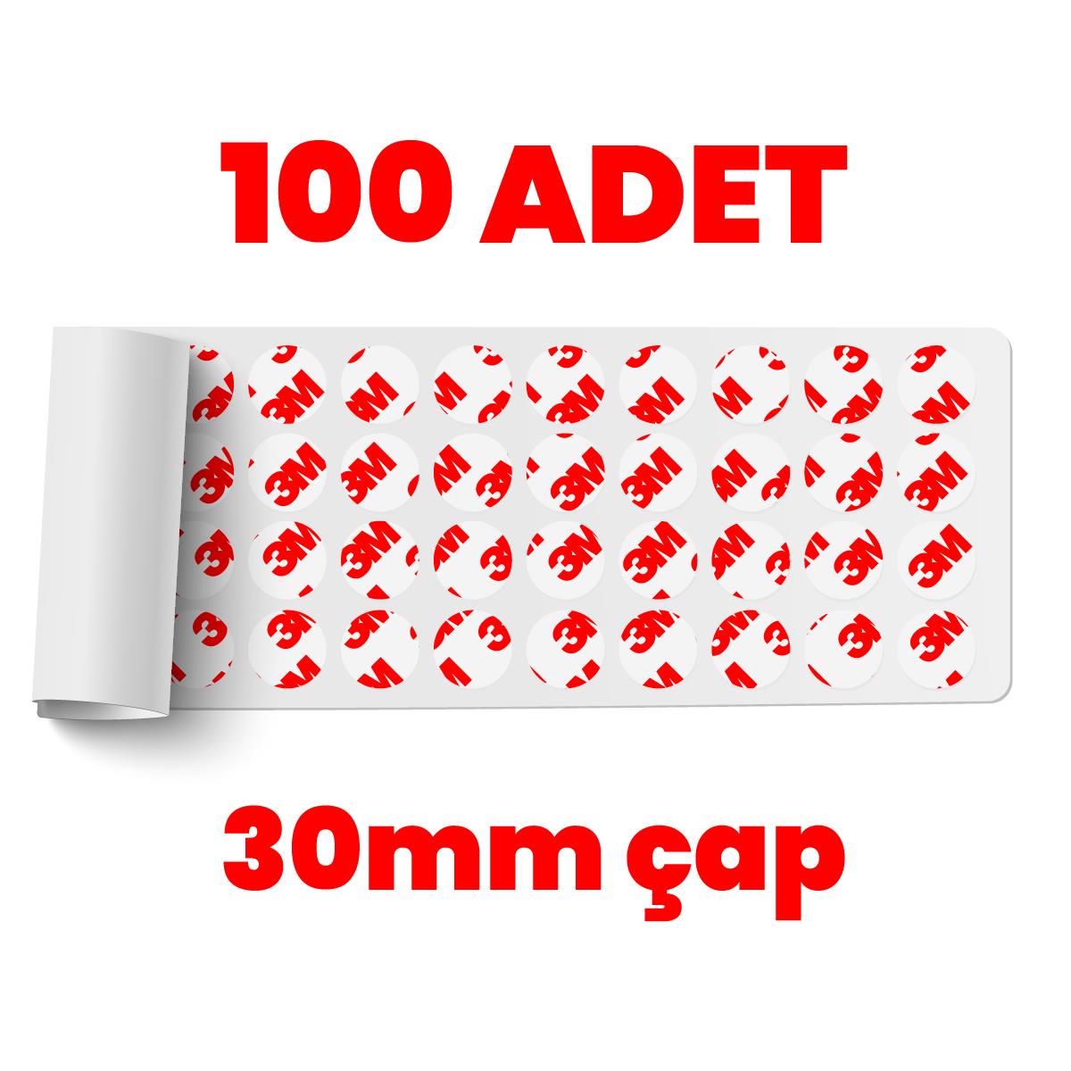 3MMaskeleme Bantları3M Çok İnce Güçlü Şeffaf 100 Adet Hazır Kesim 30mm Çap