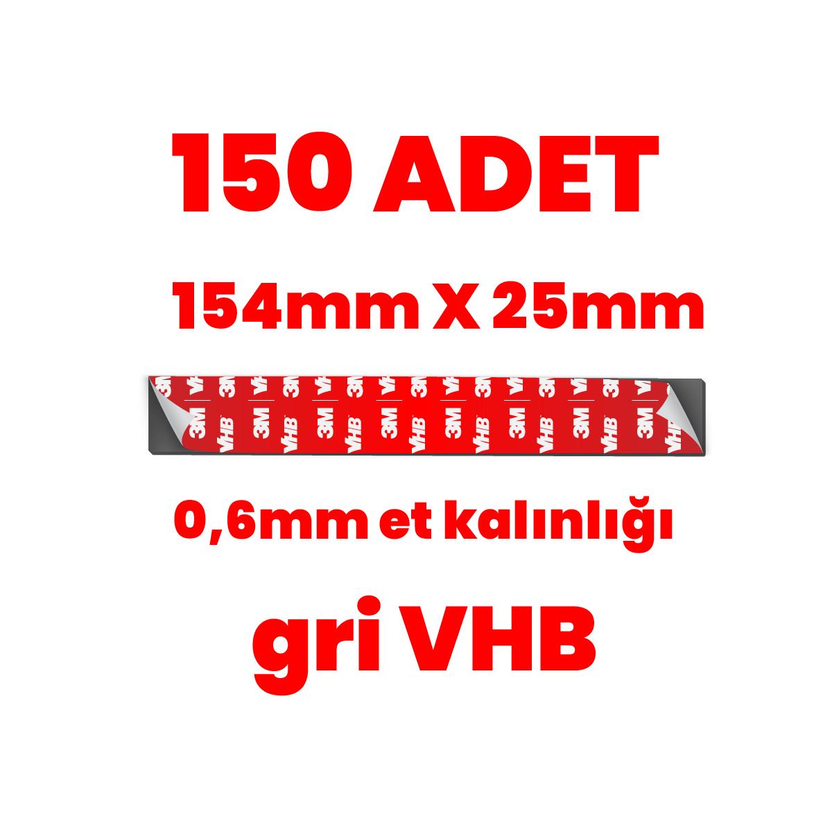 3MElektrik Bantları3M VHB Çok Güçlü Çift Taraflı 150 Adet Hazır Kesim 154mmx25mm