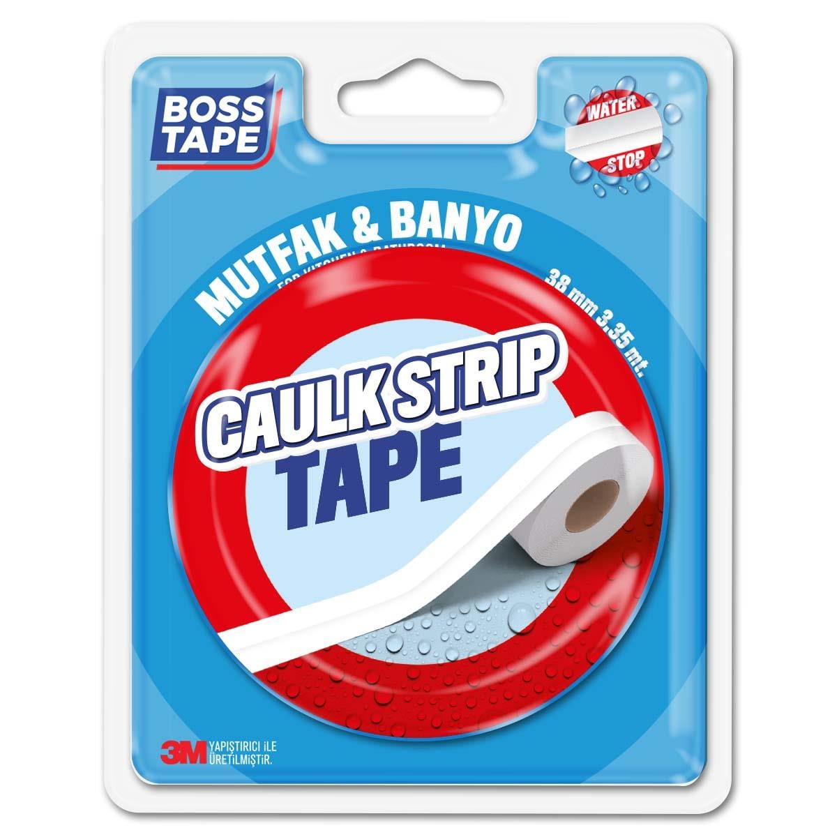Boss TapeElektrik Bantları3,35 metre 3M Yapışkanlı Su Sızdırmaz Geçirmez Lavabo Küvet Tezgah Köşe Bandı En:38mm Beyaz