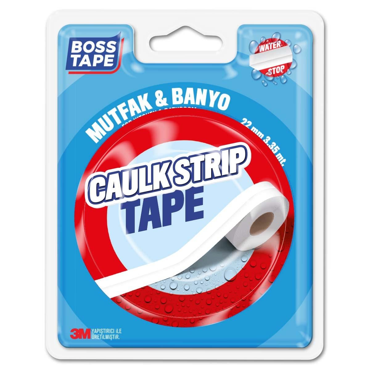 Boss TapeElektrik Bantları3,35 metre 3M Yapışkanlı Su Sızdırmaz Geçirmez Lavabo Küvet Tezgah Köşe Bandı En:22mm Beyaz