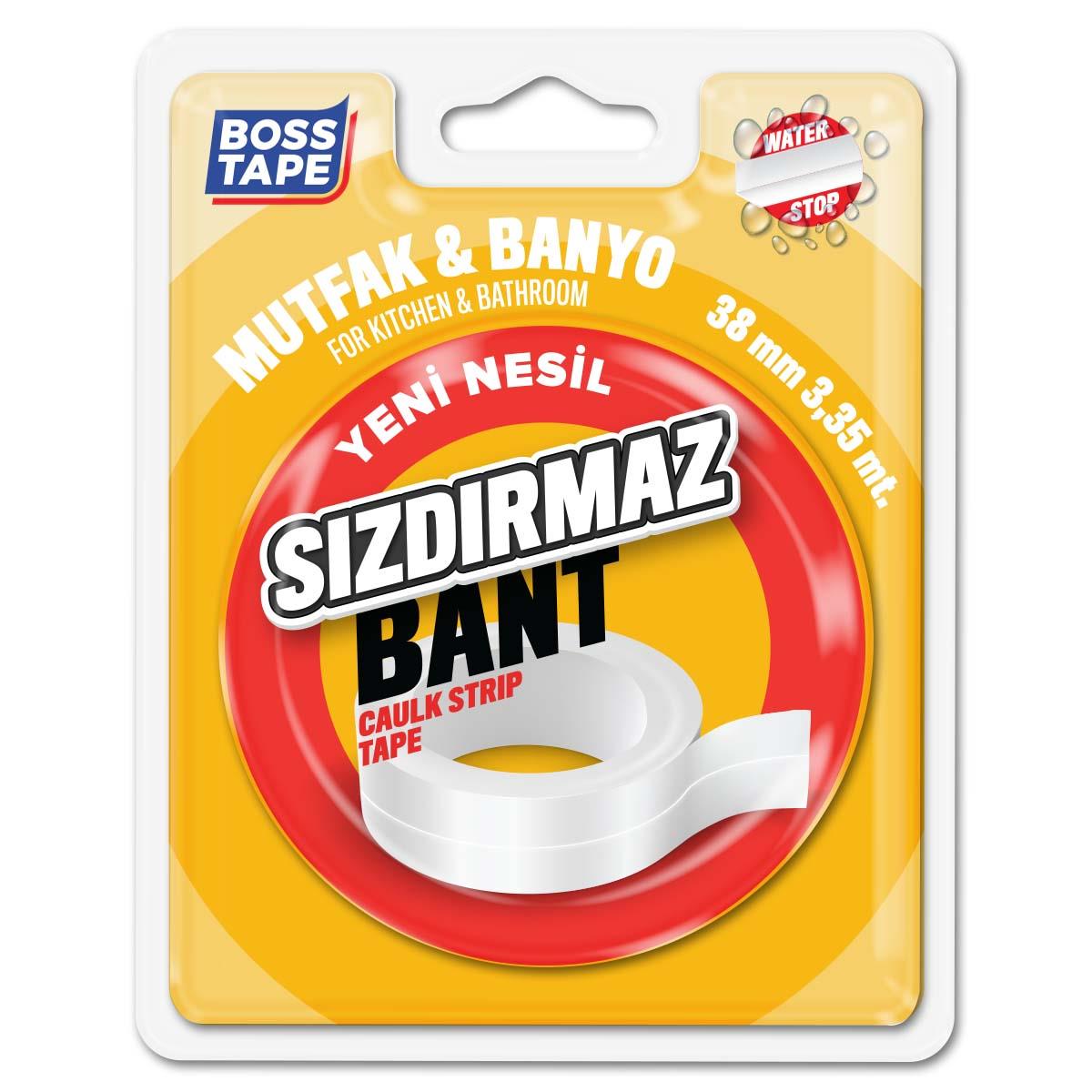 Boss Tapeİzolasyon Bantları3,35 metre Su Sızdırmaz Geçirmez Lavabo Küvet Tezgah Köşe Bandı En:38mm Beyaz