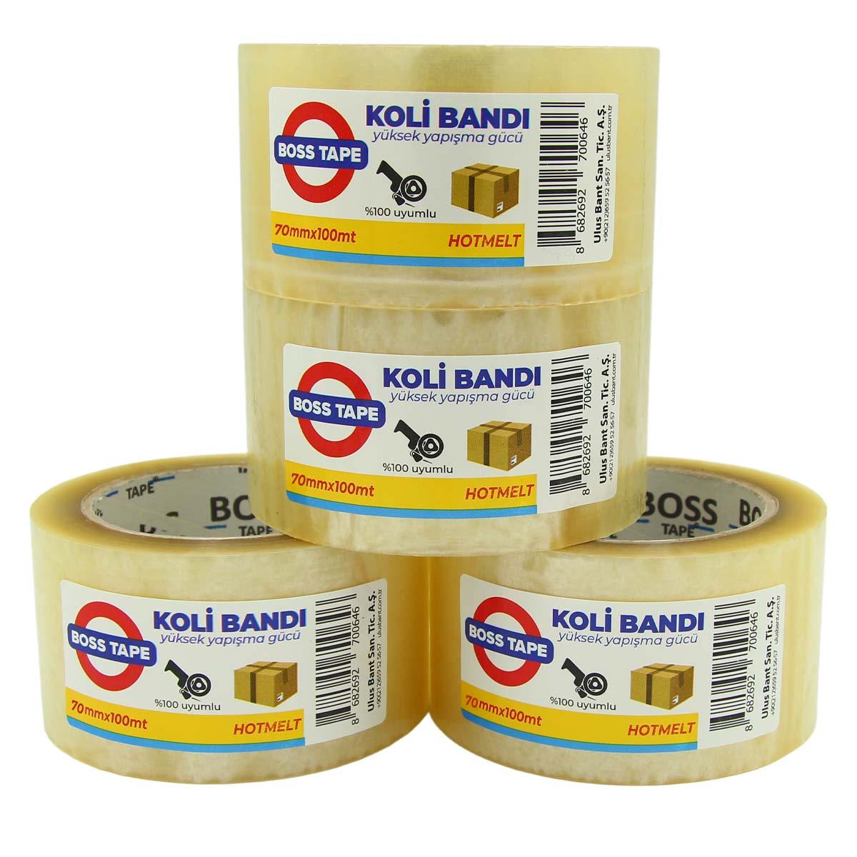 Boss Tapeİzolasyon Bantları4 Adet Şeffaf 70mmx100m Koli Bandı