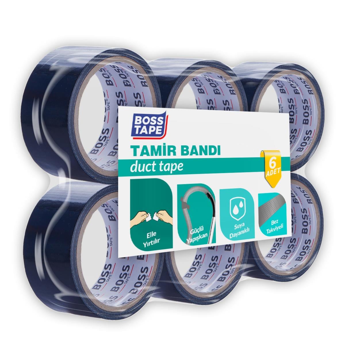 Boss Tapeİzolasyon Bantları6 Adet Tamir Bandı Siyah En:48mm Boy:50mt