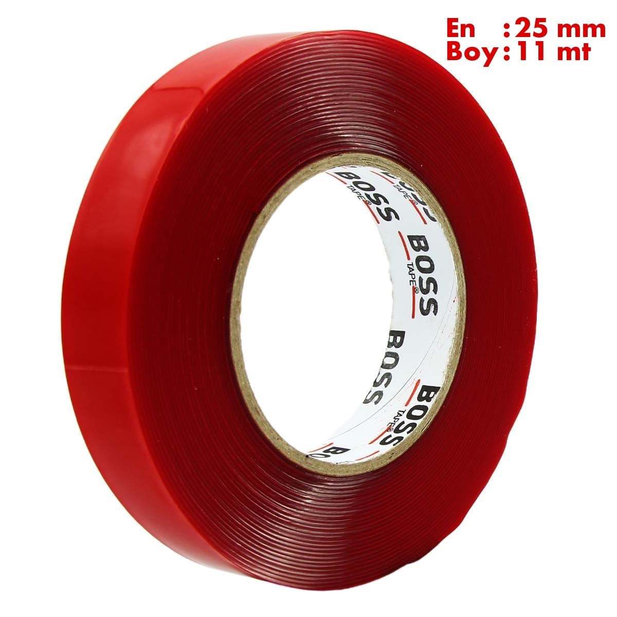 Boss TapeYer İşaretleme BantlarıAkrilik Çift Taraflı Köpük Montaj Bandı En:25mm Boy:11mt