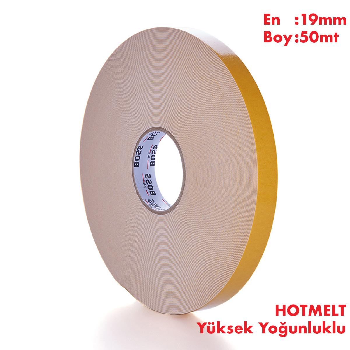 Boss TapeElektrik BantlarıÇift Taraflı Beyaz Hotmelt Köpük Bant En:19mm Boy:50mt