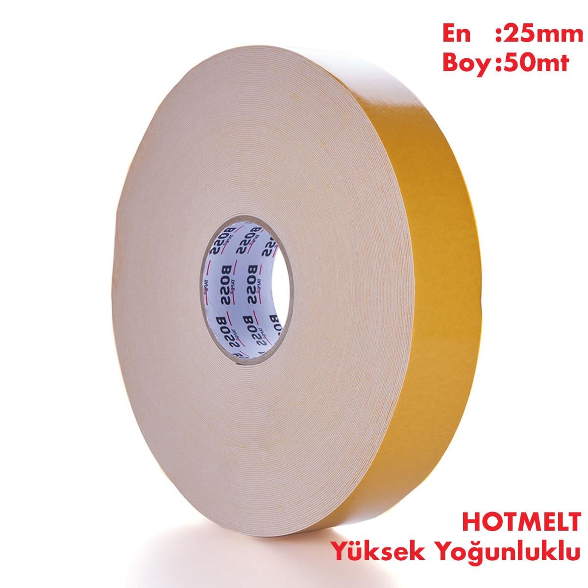 Boss TapeElektrik BantlarıÇift Taraflı Beyaz Hotmelt Köpük Bant En:25mm Boy:50mt