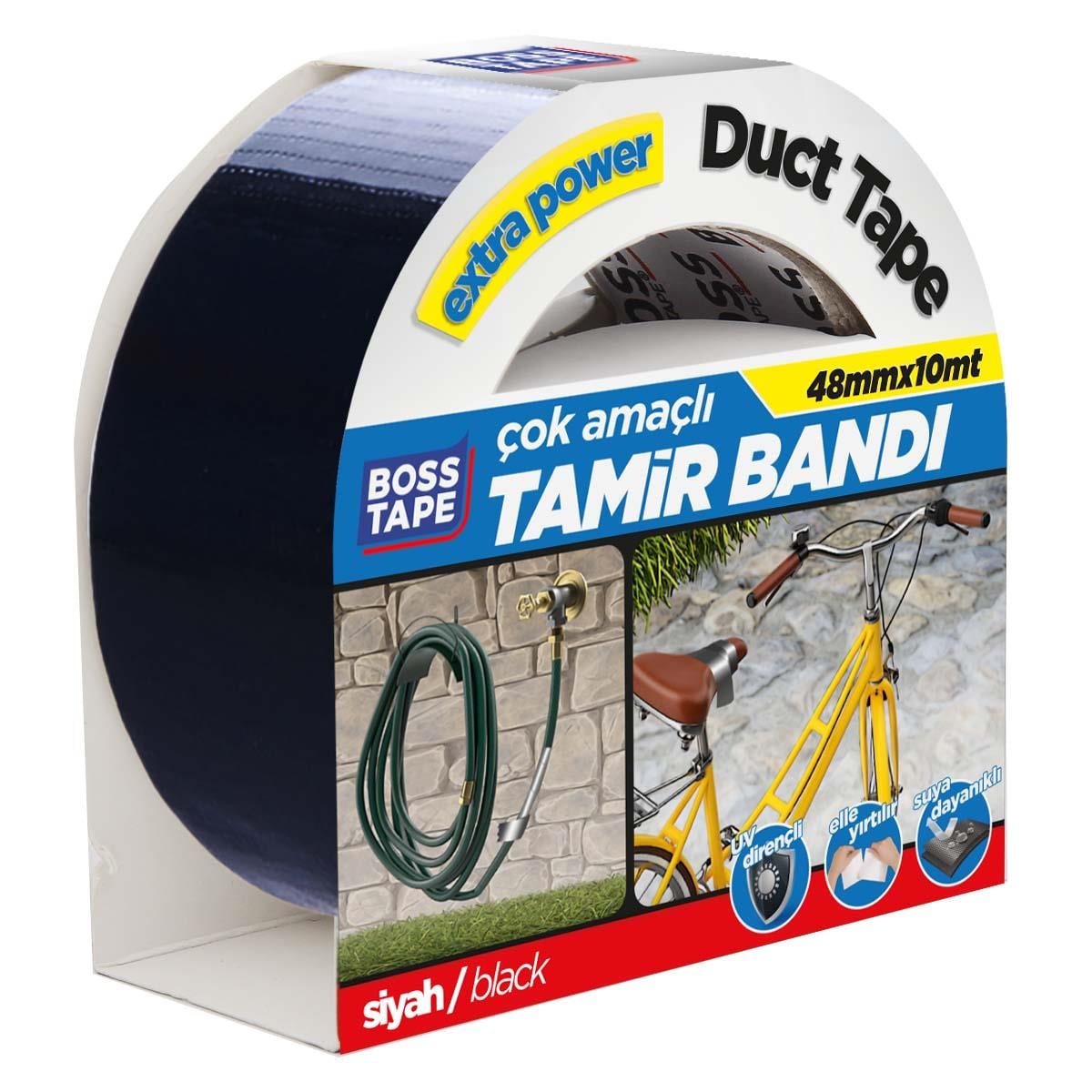 Boss TapeElektrik BantlarıDuct Tape Tamir Bandı Bez Bant Siyah En:48mm Boy:10mt