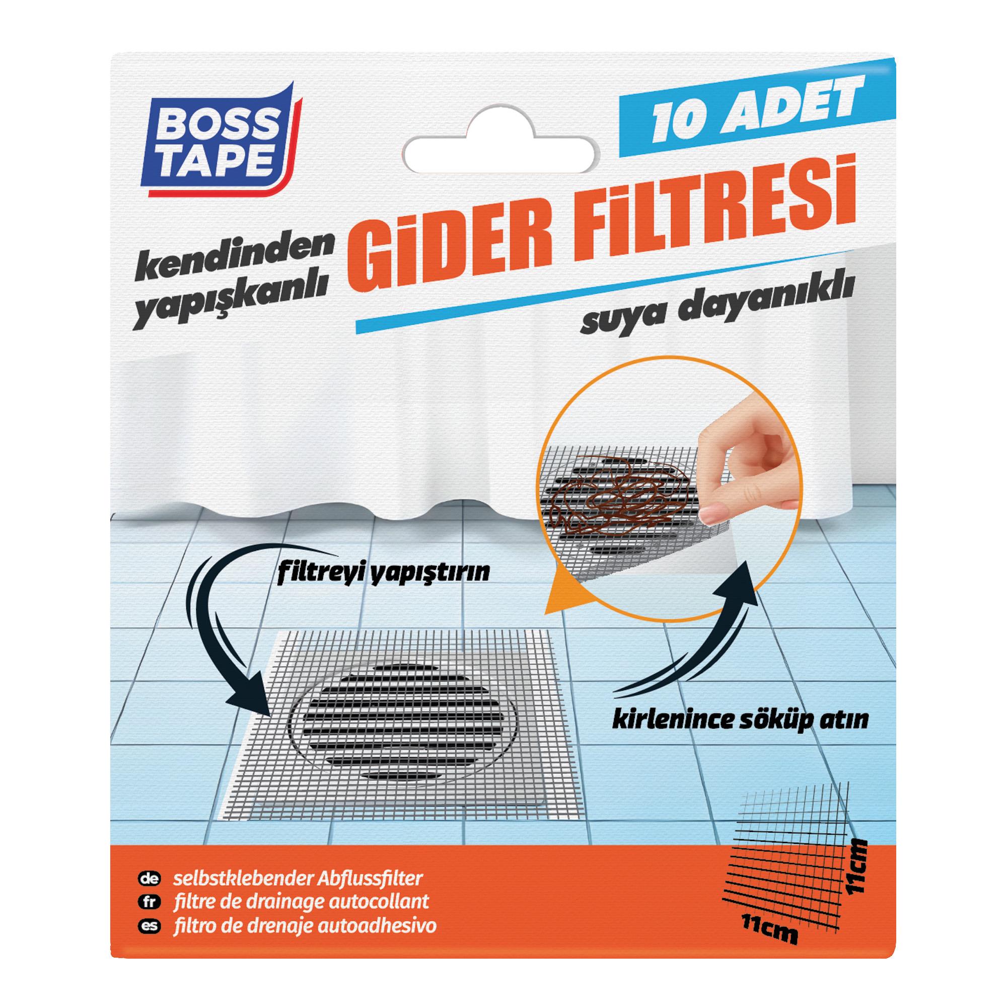 Boss TapeYapıştırıcıBantlarGider Filtresi Banyo Filtresi 10'lu Paket