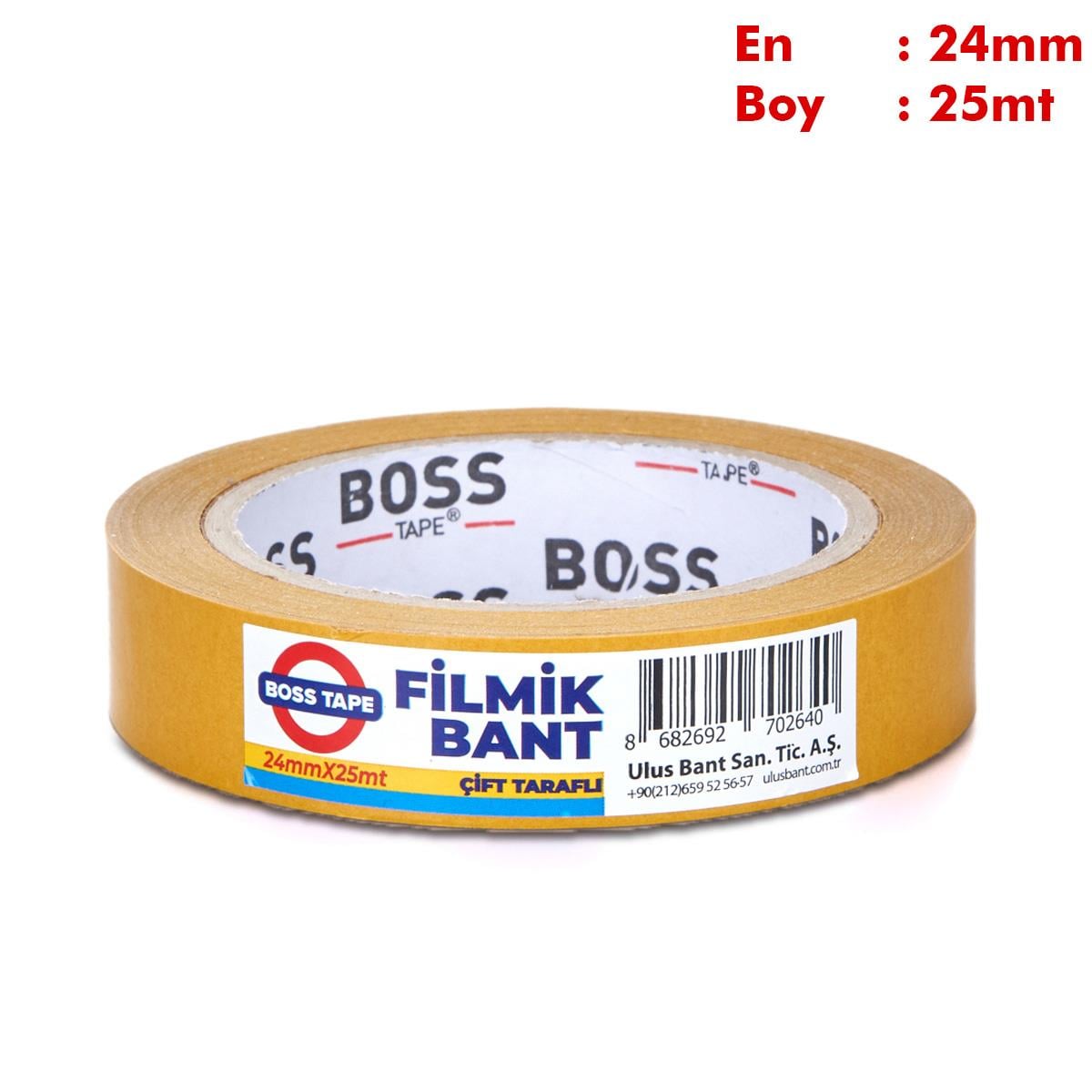 Boss TapeElektrik BantlarıHobi Karton Okul Kullanımına Uygun Çift Taraflı En:24mm Boy:25mt