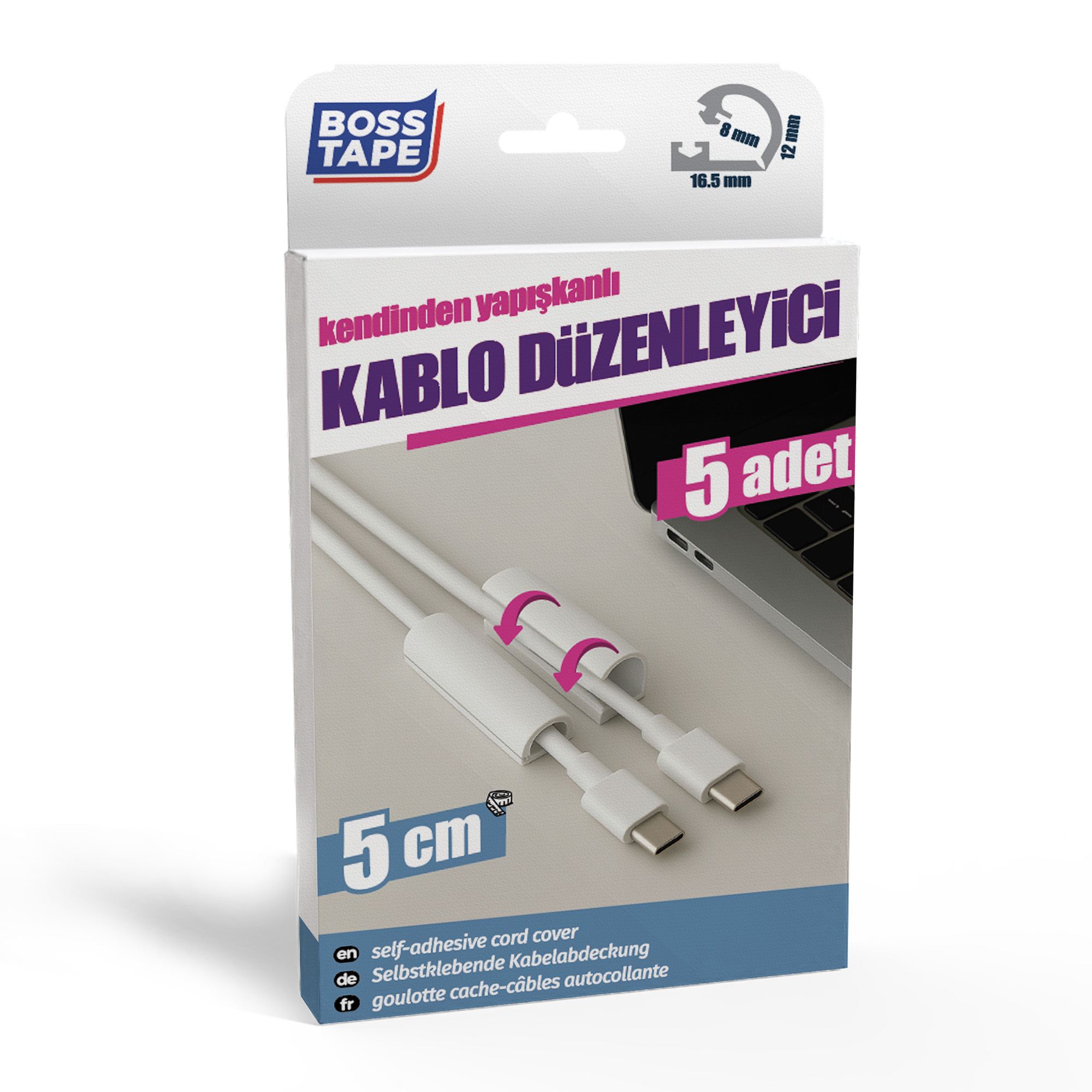 Boss TapeMobilya AksesuarKablo Saklama Düzenleme Kanalı 5 Adet