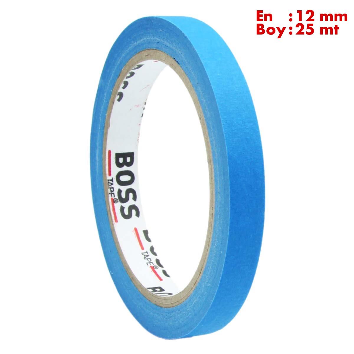Boss TapeÇift Taraflı BantlarMavi Maskeleme Bandı Kağıt Bant En:12mm Boy:25mt