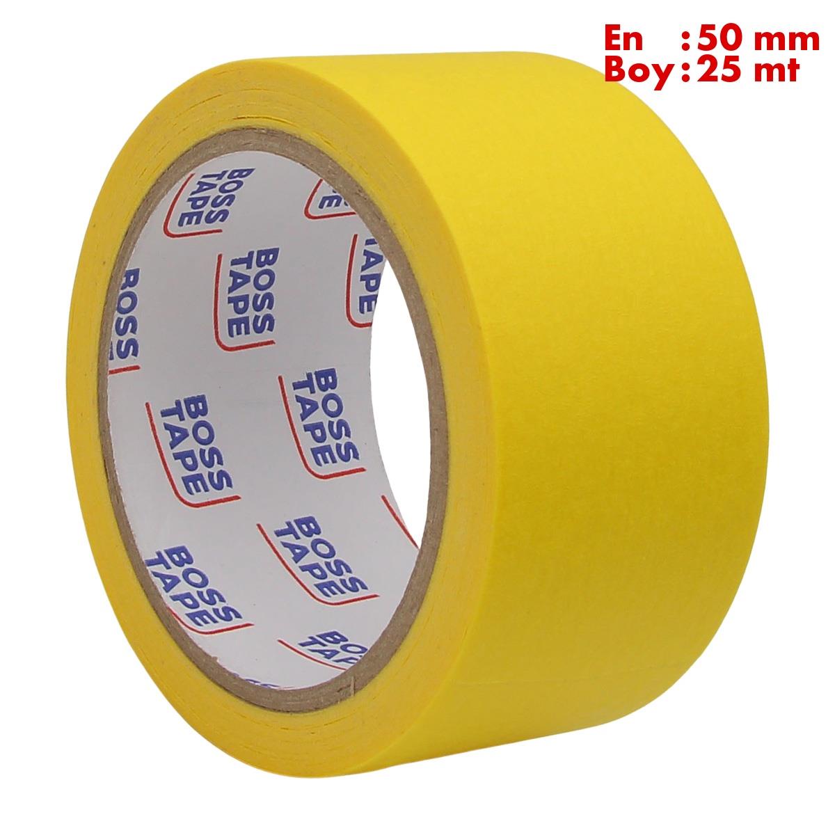 Boss TapeMaskeleme BantlarıSarı Maskeleme Bandı Kağıt Bant En:50mm Boy:25mt