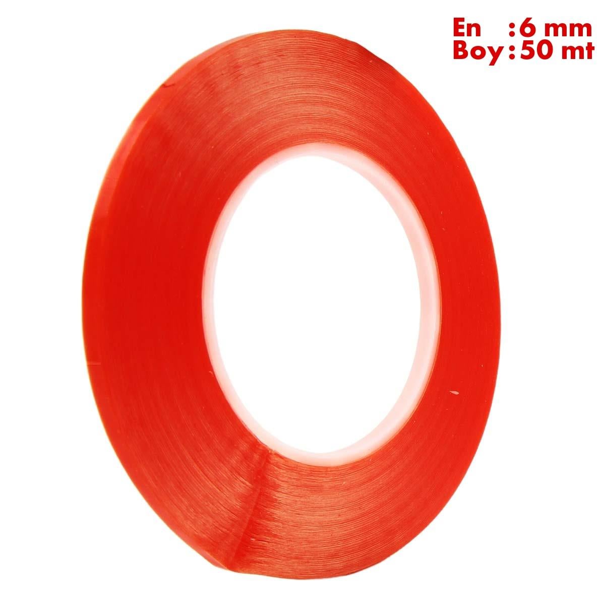 Boss TapeElektrik BantlarıŞeffaf Çift Taraflı Polyester Bant En:6mm Boy:50mt Kalınlık:160mik