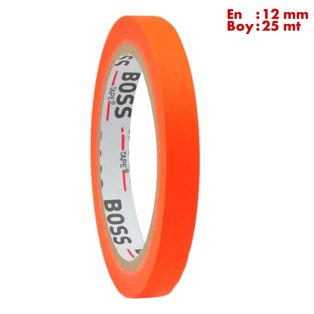 Boss TapeÇift Taraflı BantlarTuruncu Maskeleme Bandı Kağıt Bant En:12mm Boy:25mt