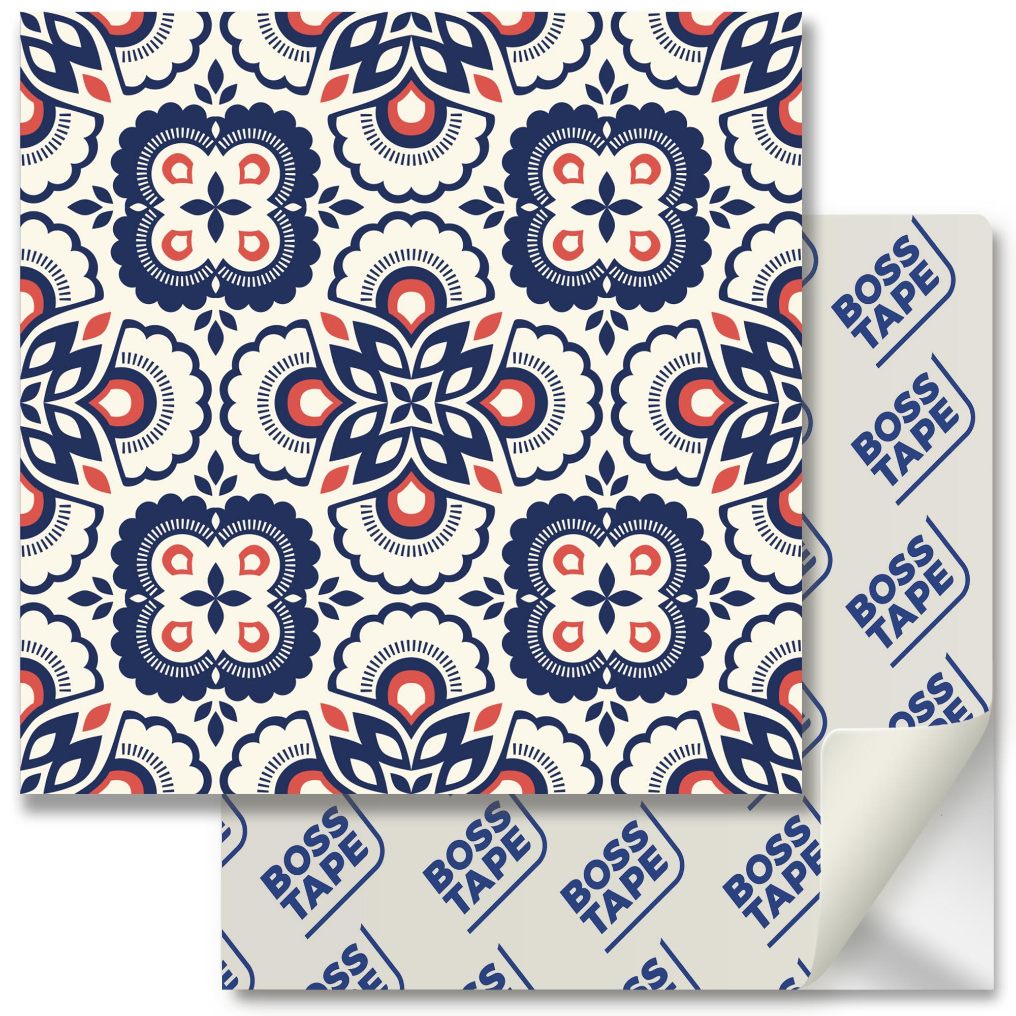 Boss TapeDöşemeYapışkanlı Banyo Mutfak Fayans Kaplama Retro Çiçek Pvc Karo 30x30cm (0,36 m²)