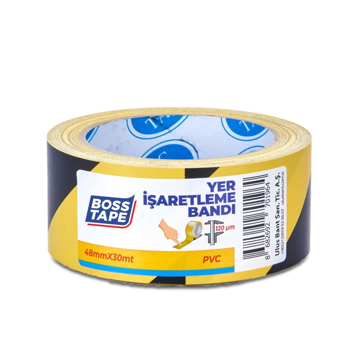 Boss TapeKaydırmaz BantlarYer İşaretleme Bandı En:48mm Boy:30mt Sarı Siyah
