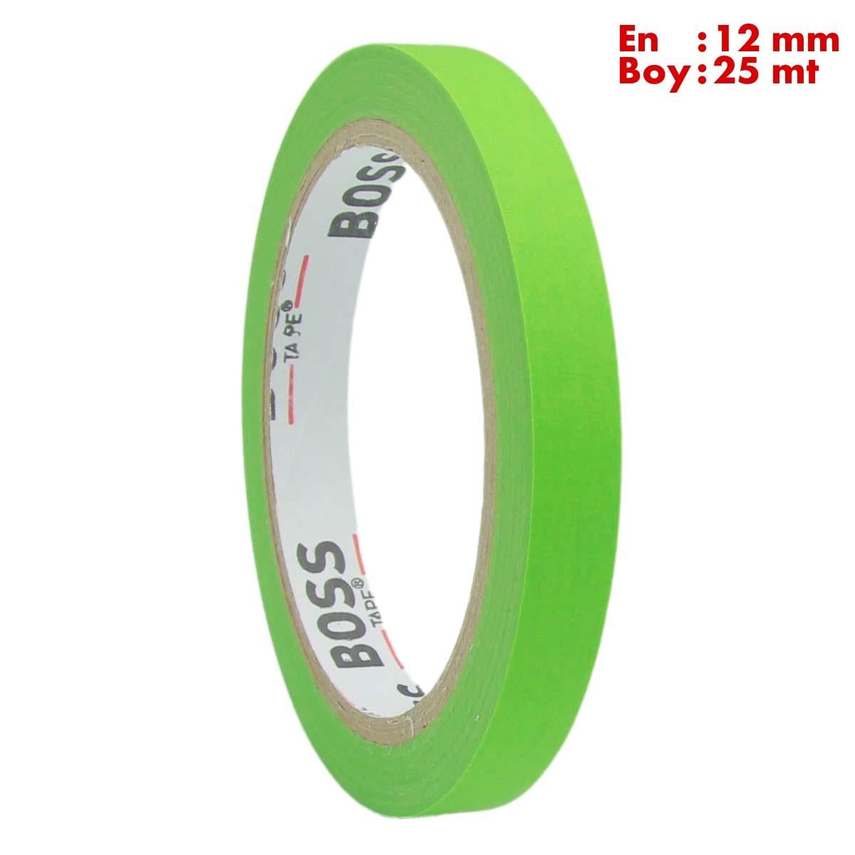 Boss TapeÇift Taraflı BantlarYeşil Maskeleme Bandı Kağıt Bant En:12mm Boy:25mt