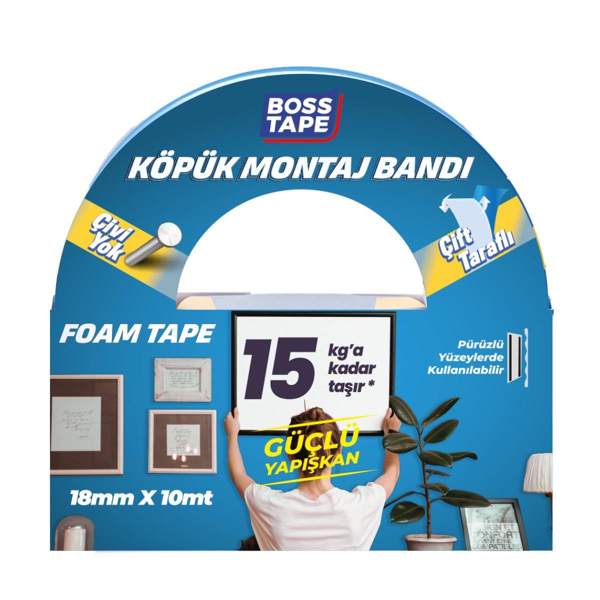 15 KG  Çift Taraflı Köpük Aksesuar Montaj Bandı 18mmx10m