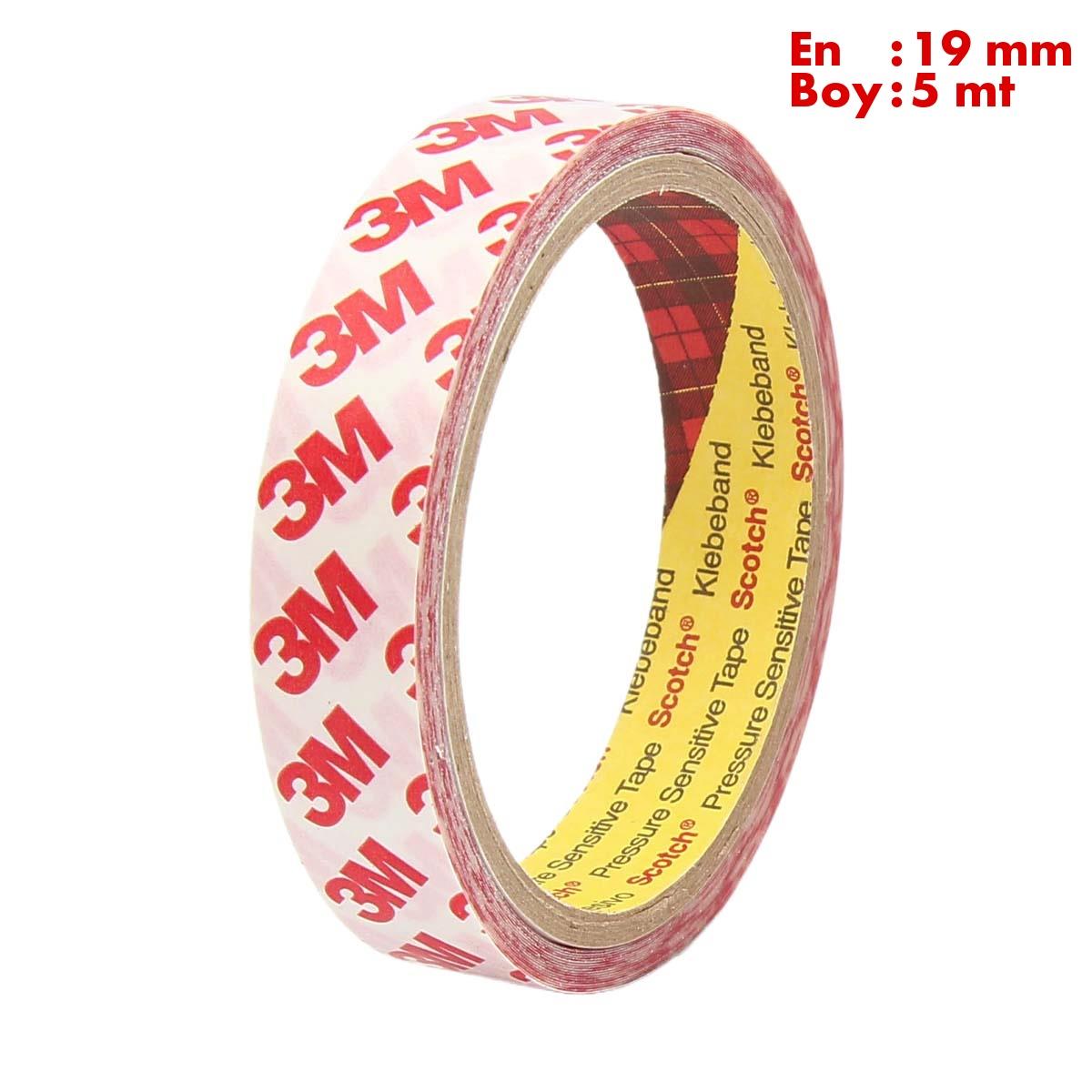 3Mİzolasyon Bantları3M 9088 Akrilik Şeffaf Çok Güçlü Çift Taraflı Bant En:19mm Boy:5mt
