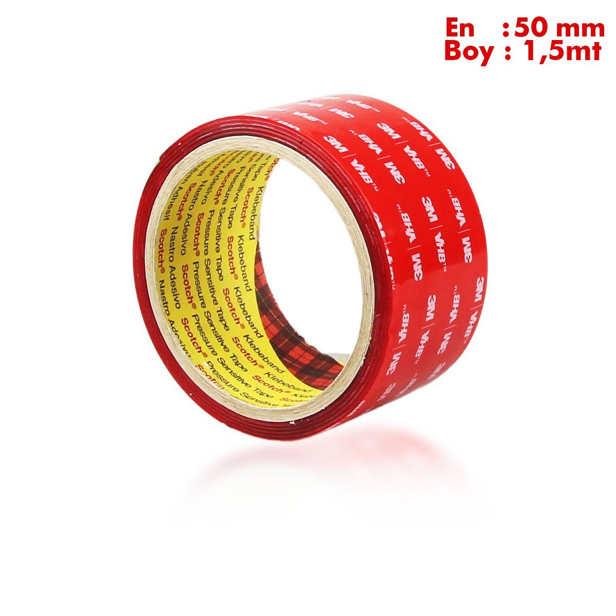 3MMaskeleme Bantları3M VHB Araç Aksesuar Yapıştırma Bandı En:50mm Boy:1,5metre