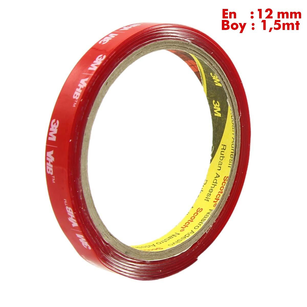 3MMaskeleme Bantları3M VHB Araç Aksesuar Yapıştırma Bandı En:12mm Boy:1,5metre