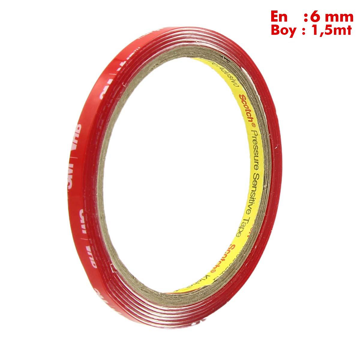 3MMaskeleme Bantları3M VHB Araç Aksesuar Yapıştırma Bandı En:6mm Boy:1,5metre